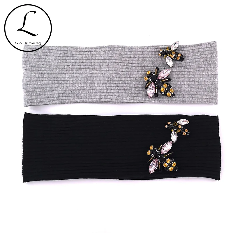 

GZHilovingL Soft Cotton Bee Beads Woman Headbands Summer Spring Stretch Ribbed Headwear Hair bands Accessories for Ladies Girls