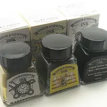 Winsor& Newton металлические чернила 14 мл Краска серебро золото черный для Dip Pen