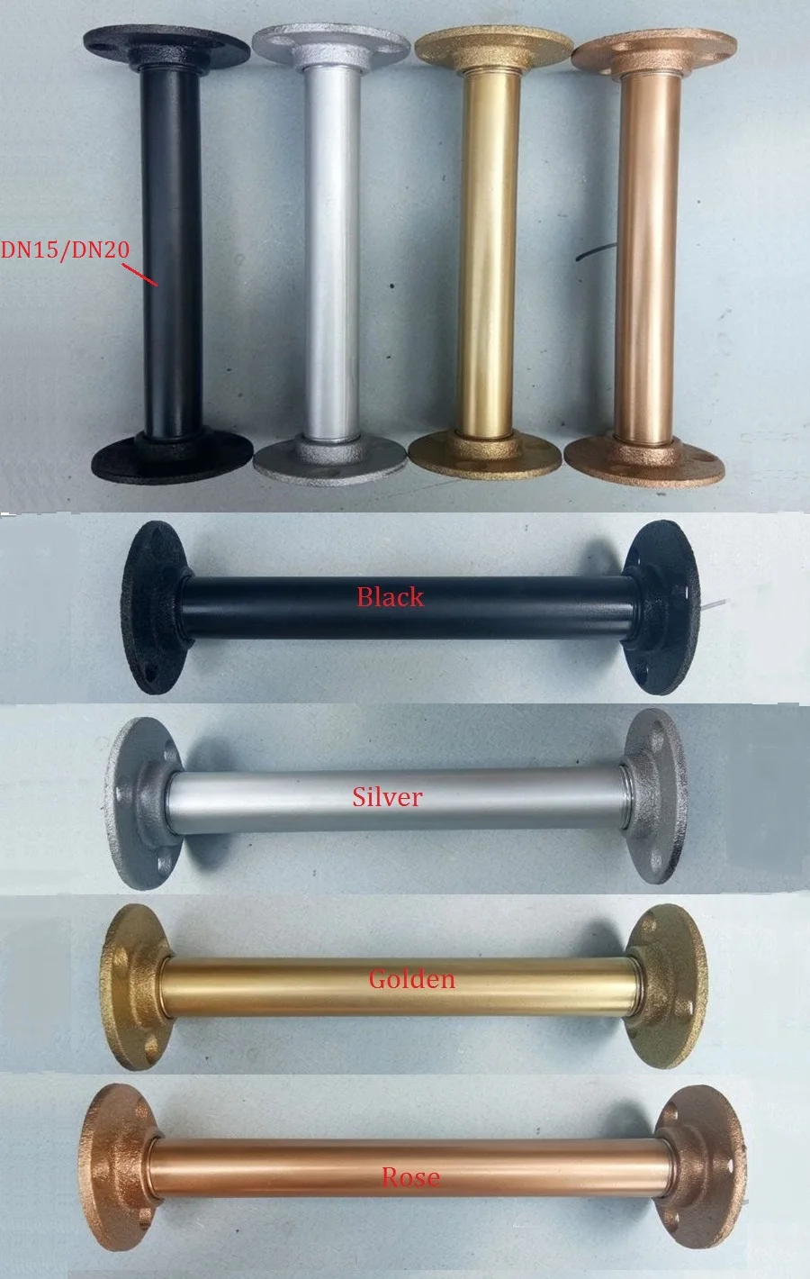 

Industrial Loft Rural DN15 DN20 Water Pipe Cast Iron Straight Bracket Furniture Support Shelf Holder Stand