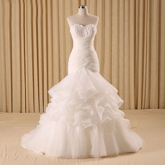 Feather Mermaid Wedding Dress Images