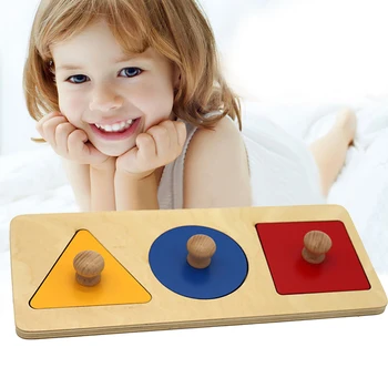 

Besegad Wooden Geometry Shape Color Educational Puzzle Toy with Easy-grasp Pegs for Children Babies Kids Boys Girls Toddler Gift
