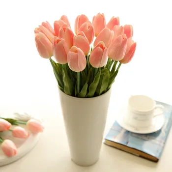 

PU Artificial Flowers Foam Tulips Beauty Real Touch Latex Bridal Bouquet Party Home Wedding Decoration Pink Fake Flores 1PC