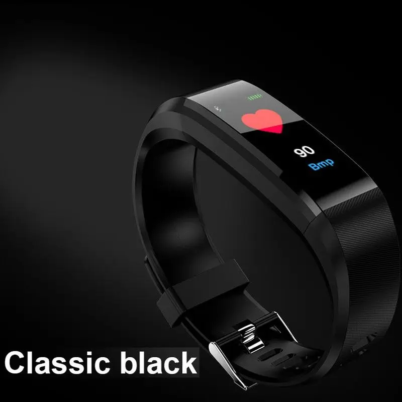 Waterproof Smart Bracelet Watch 115 Plus Blood Pressure Monitoring Heart Rate Monitoring Smart Wristband Fitness Band W