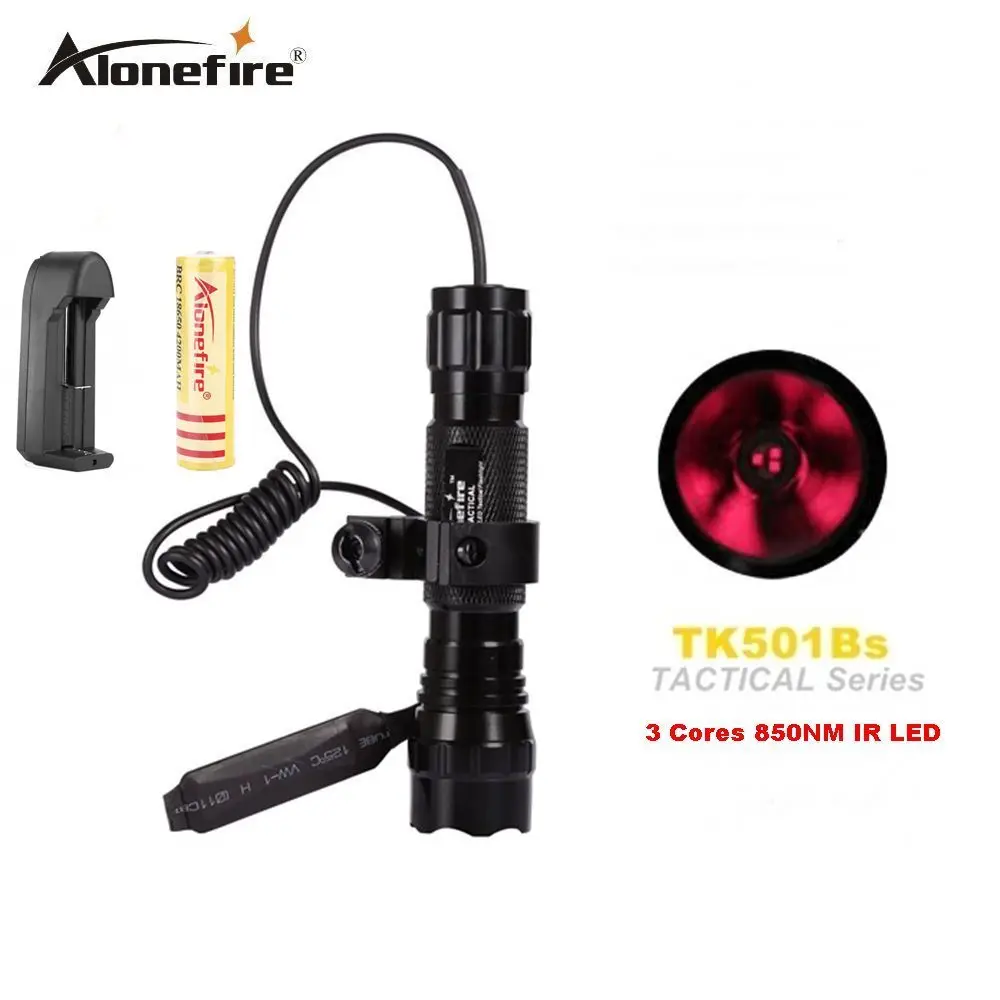 

AloneFire 501B IR 850 LED Mini Infrared Radiation Flashlight Night Vision Torch Outdoor Hunting Camping Lantern by 18650 Battery