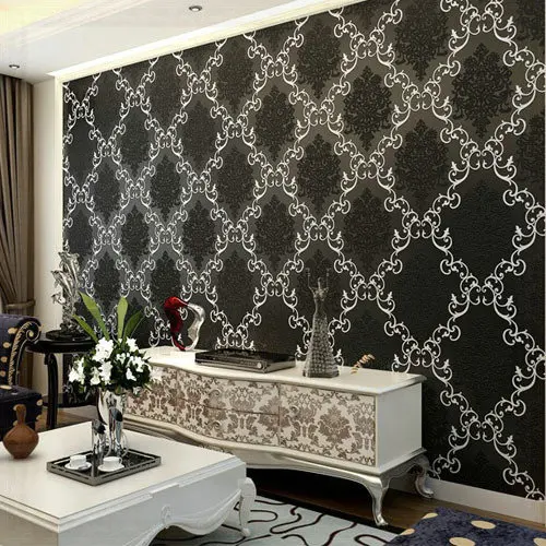 Papel De Parede Non Woven Flock Damask Wallpaper Roll For Kids Papel De Parede Non Woven Flock Damask Wallpaper Roll For Kids Living Bedroom Room Tv