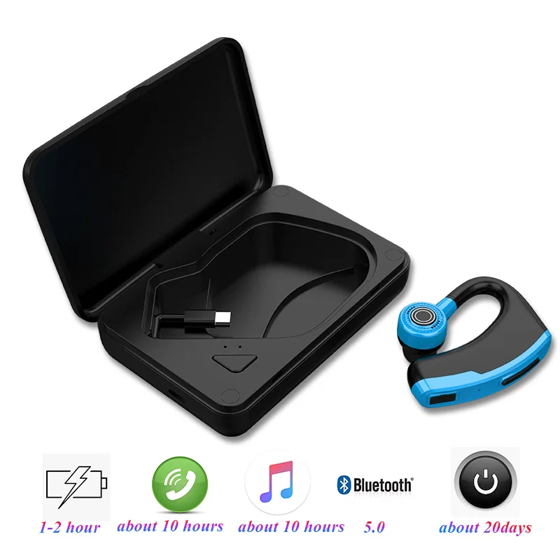 FERSHA Business Wireless Headset Driving headphones Wireless Bluetooth earphone Gaming Headset for Huawei / Samsung / iphone /LG - Цвет: v10 box blue