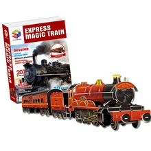 Candice guo brinquedo de papel do enigma 3D DIY construção de montar o trabalho de mão jogo dos desenhos animados magic express Train locomotiva presente de aniversário 1 pc