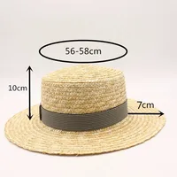 Women Natural Wheat Straw Hat Ribbon Tie Brim Boater Hat Derby Beach Sun Hat Cap Lady Summer Wide Brim Uv Protect Hats 2