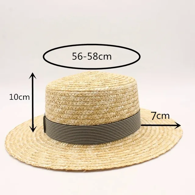 Women Natural Wheat Straw Hat Ribbon Tie Brim Boater Hat Derby Beach Sun Hat Cap Lady Summer Wide Brim Uv Protect Hats 2