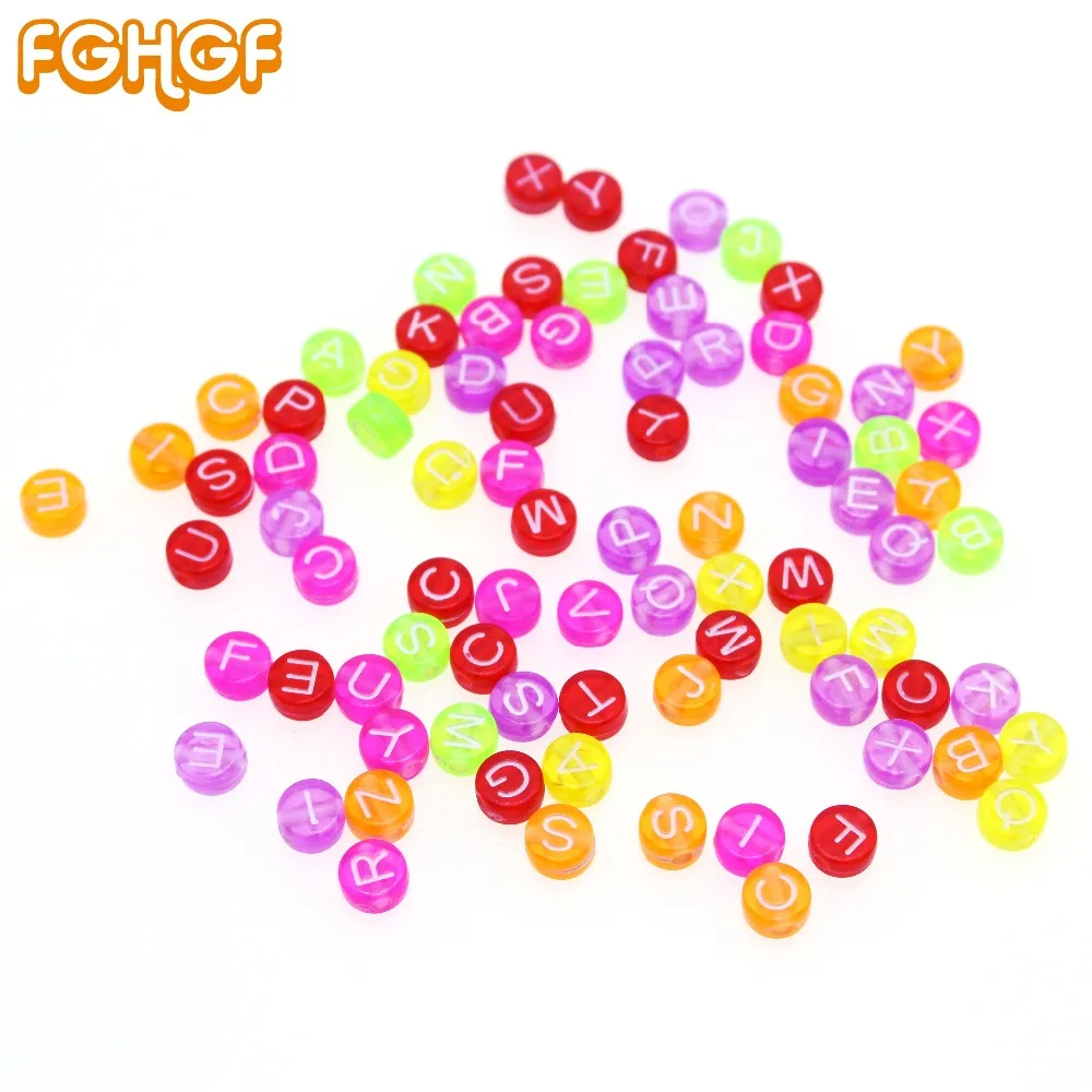 

500pcs Colorful Flat DIY Accessories Beads Transparent Alphabet Round Bead for Resin Jewelry Making Decorations