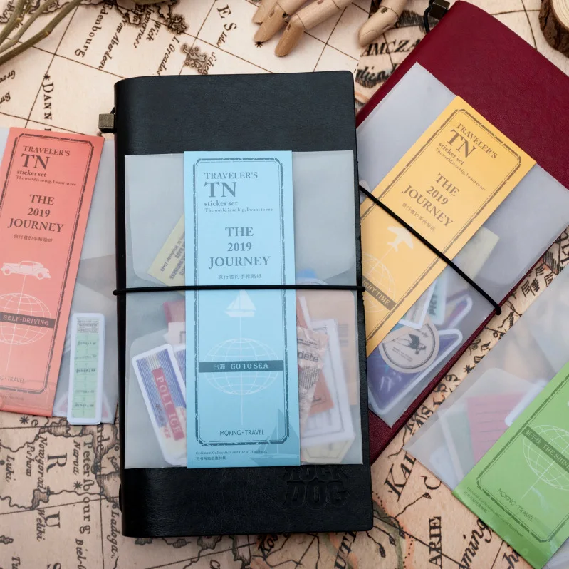 

40 Pcs Japanese Vintage Traveler's Notebook Sticker Pack Set for Midori Travel Planner Sticky Notes Diary Stickers Stationery