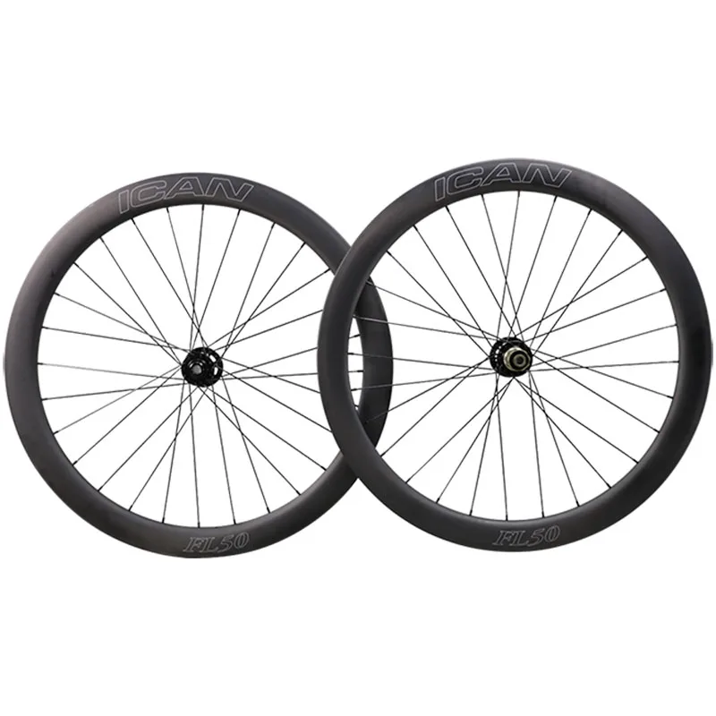 

ICAN bicycle wheelset 50C 25mm width clincher carbon disc wheel 700c