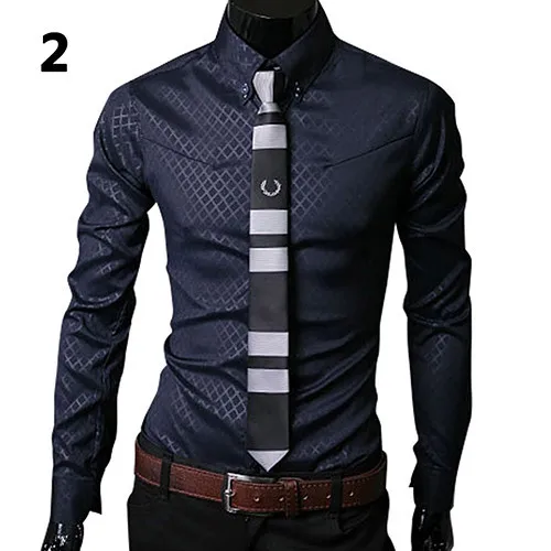 New Argyle luxury men's shirt Business Style Slim Soft Comfort Slim Fit Styles Long Sleeve Casual Dress Shirt Gift For Men