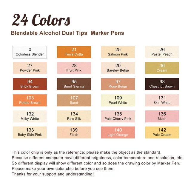 TOUCHFIVE 24 Colors Sketch Skin Tones Markers - Image 2