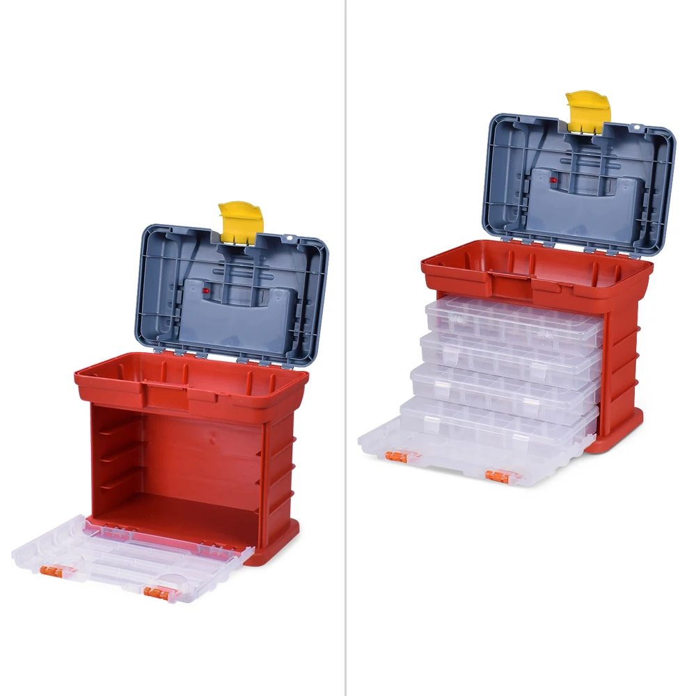 NEWACALOX Портативный Многофункциональный аппаратные средства коробка для хранения с 4-секционный измельчитель для специй с Запчасти Пластик ящики для отдыха на открытом воздухе для ремонта аксессуары Toolcase