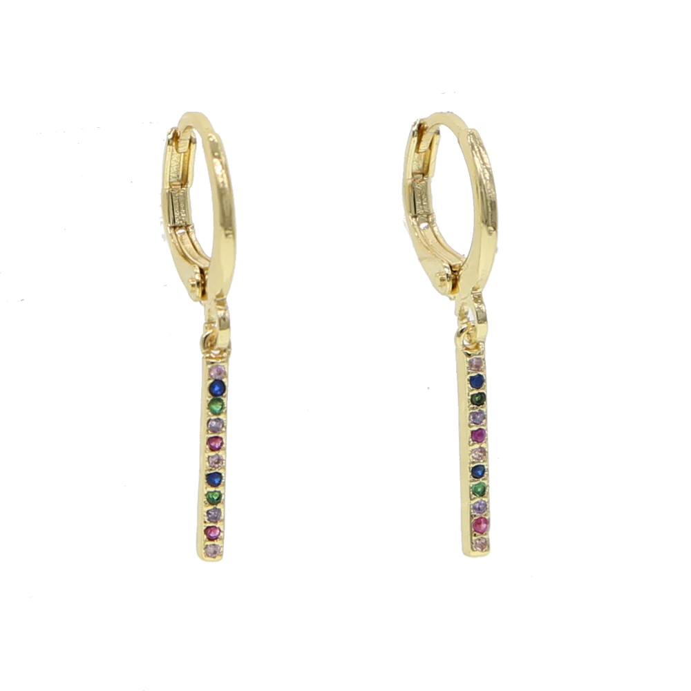 Висячие серьги с микро проложенным цветным камнем золотого цвета женские серьги Модные новейшие популярные ювелирные изделия для ушей