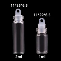 Lots 300 pieces 1ml 2ml Mini Glass Bottles with Plastic Stopper Spice Bottles Jars DIY Craft 1