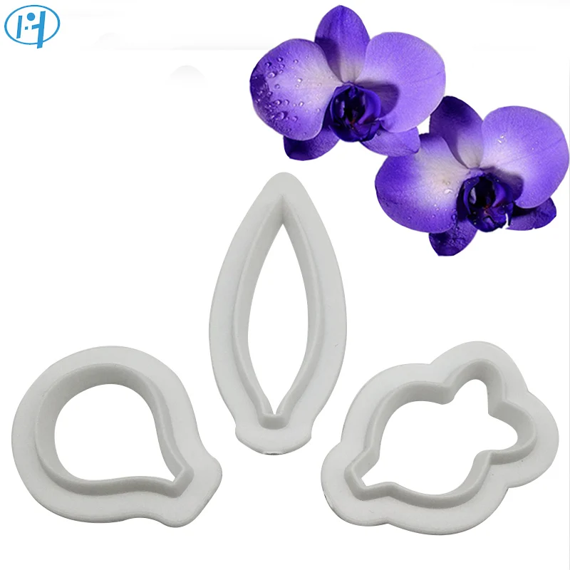 

3Pcs Flower Mold Fondant Cake Embosser Orchid Cutter Cookie Biscuit Molds Embossing Fondant Decorating Tools