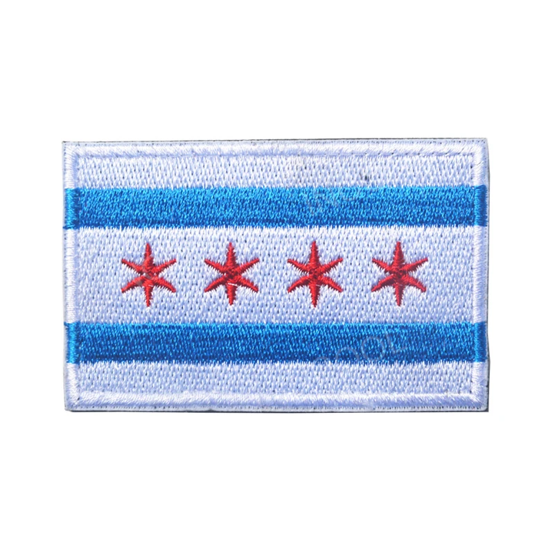 Embroidery Patch USA American Chicago City Flag Patch Military Morale