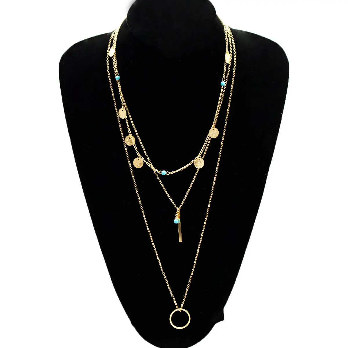 

Fashion Exquisite Gold Sequins Circle Choker Necklace Women Penndant Clavicle Statement Necklace Jewelry