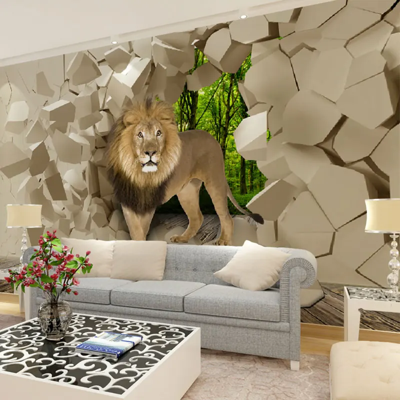 Beibehang Lion Stone Wall Background Graphic Murales Wallpaper For Beibehang Lion Stone Wall Background Graphic Murales Wallpaper For Boys Living Room Papel De Parede Papers Home Decor In Wallpapers From