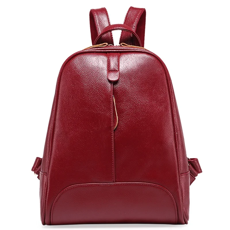 Модные женские рюкзаки из натуральной кожи для женщин и девочек, школьная сумка, маленькие сумки через плечо, женские повседневные Рюкзаки, дорожная сумка - Цвет: Красный