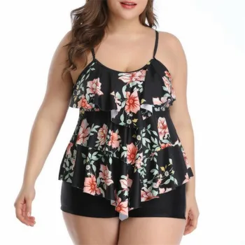 

New Ladies Bikini Set Plus size Swimwear Ruffles Printed Swimsuit Two Pieces Floral Bathing Suit Summer Sexy Beachwear Hot Sale