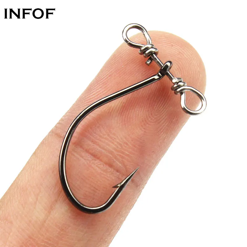 

INFOF 50-pieces Drop-shot Hook Swivel Fishing Hooks High Carbon Steel Fishhook Worm Hook for Feeder Carp Fishing