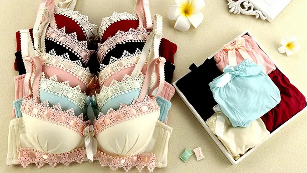 

Sexy sweet girls push up bra set sexy lace deep V Bra Sets & Panty 2piece/set wholesale bra set ,support mix color and size