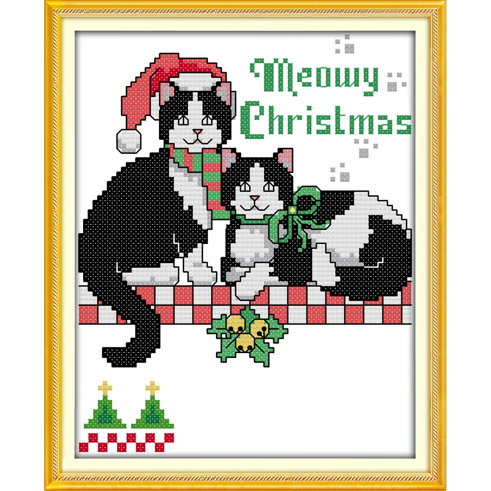 Everlasting Love Christmas Cat экологические хлопковые китайские наборы крестиков Счетный