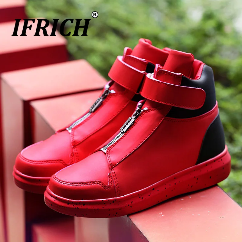 

Original Zipper Boots For Man Fashion Pu Leather Mens Boots Rubber Flat Ankle Boots Casual Men Sneakers Youth Walking Shoes