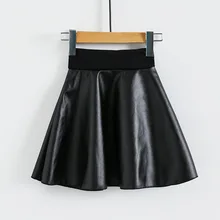 Юбки для девочек Новая модная юбка-пачка из искусственной кожи с эластичной резинкой на талии для девочек от 2 до 7 лет черная Осенняя Короткая юбка для детей детская одежда