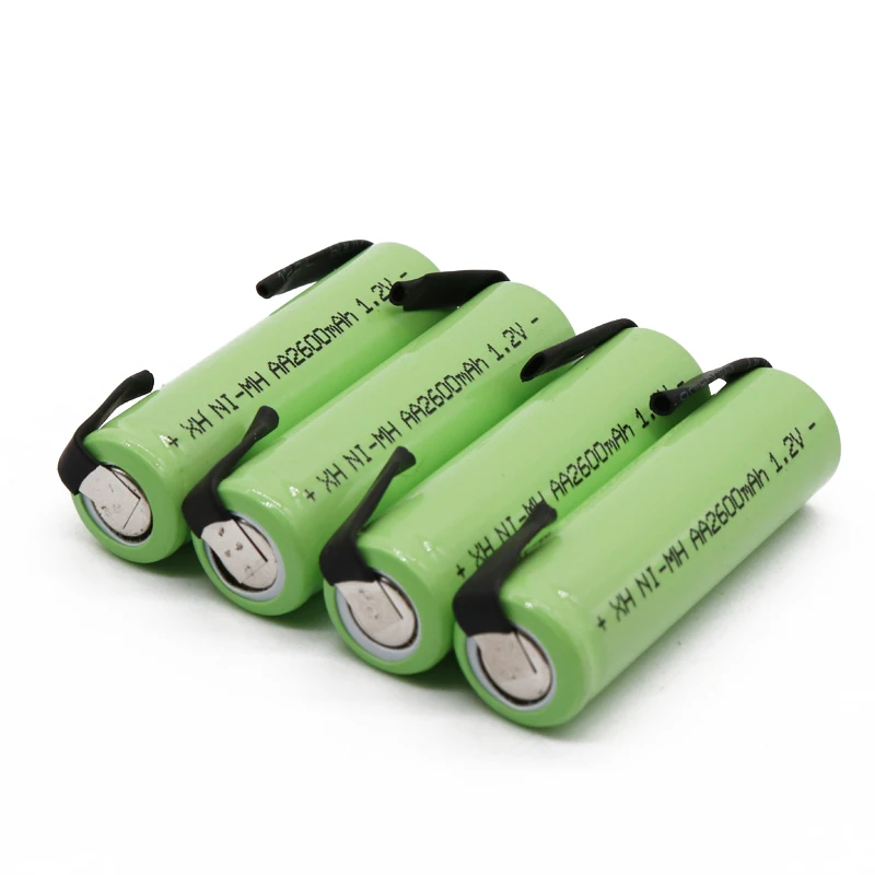 Ni-mh 1,2 V AA перезаряжаемая батарея 2600mah nimh cell Green shell со сварочными вкладками для Электробритва Philips, зубной щетки