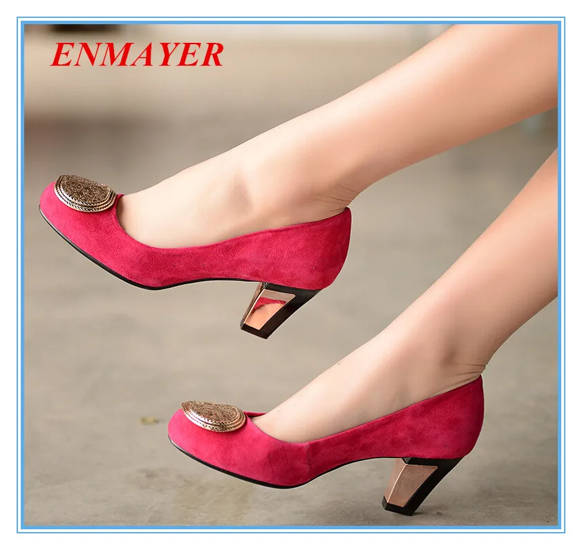 

ENMAYER   Spring and Autumn women pumps Sheepskin Party date shoes for women Sequined Closed Toe high heels fashion women pumps