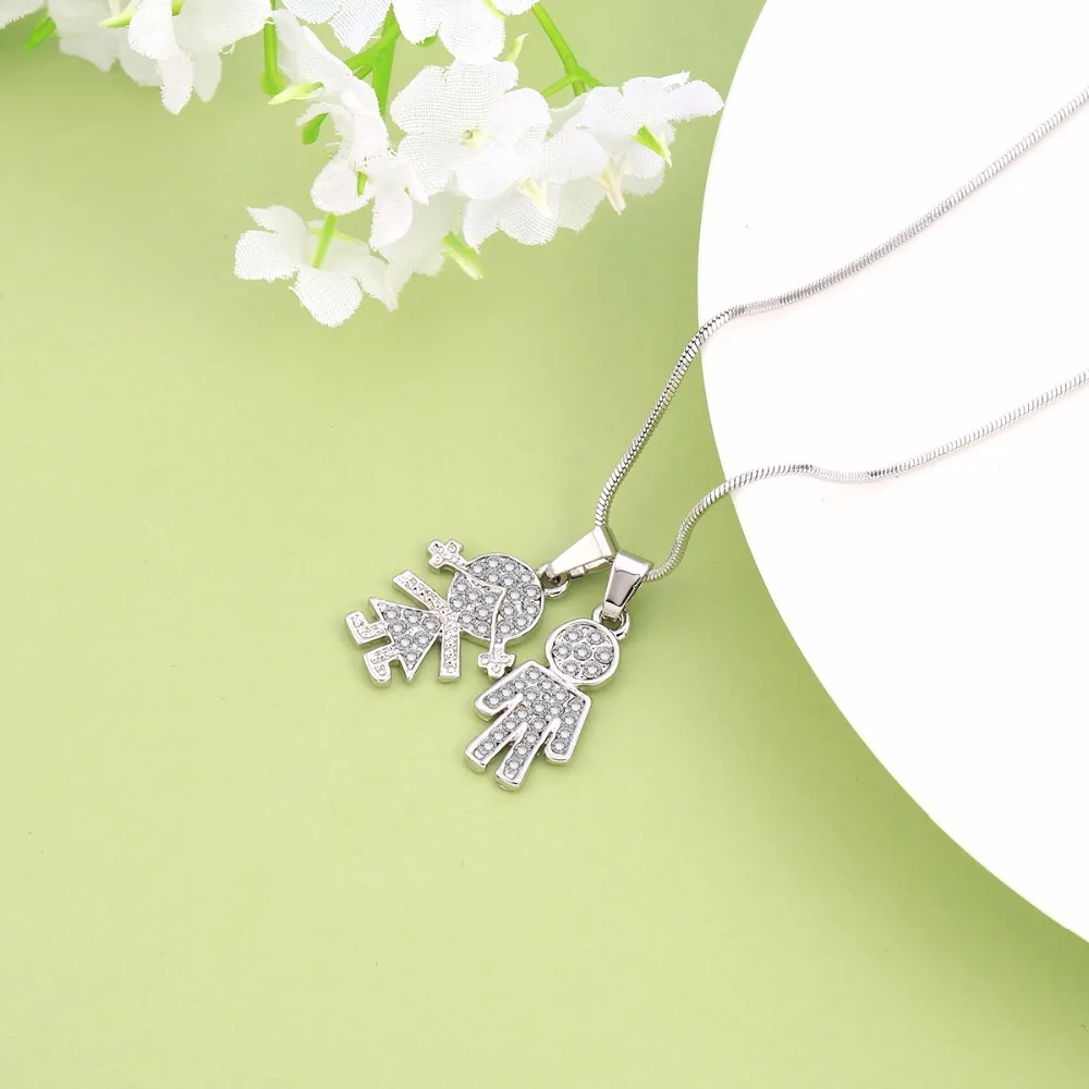 New Trendy Silver Girl Boy Pendant Necklace Friendship Lovely Jewelry Kids Gift