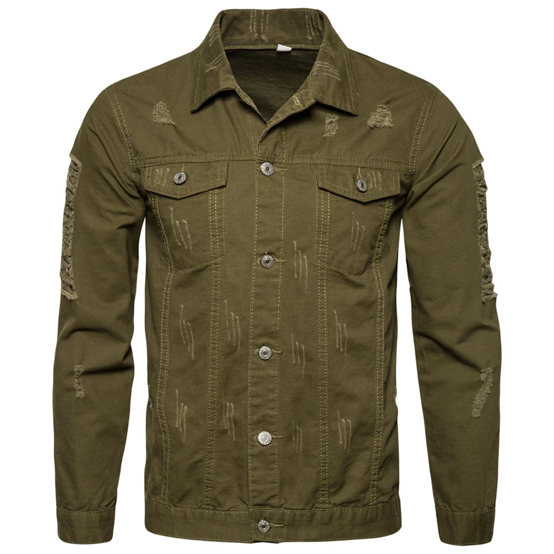 New Fashion Men's Solid Jean Jacket Washed Denim Slim Fit Hole Thick Coat Top Overcoat Autumn Army Green White Black Jacket New Fashion Men's Solid Jean Jacket Washed Denim Slim Fit Hole Thick Coat Top Overcoat Autumn Army Green White Black Jacket