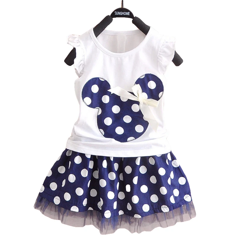 

Baby Girls Minnie Mouse Cartoon T Shirt Skirt 2PCS Clothing Set Children Kids Fashion Causal Sport Dress Clothes Tracksuit