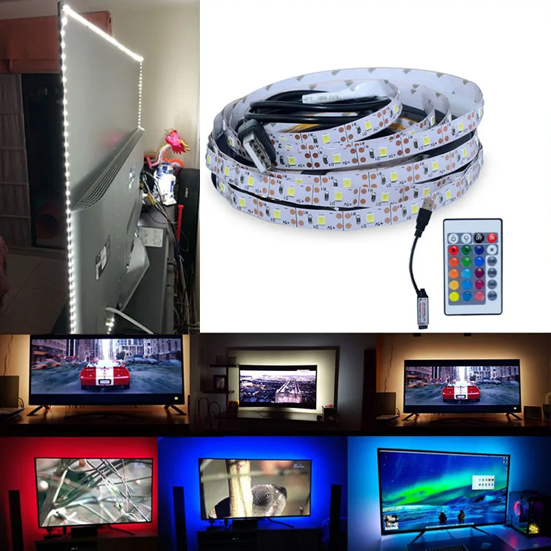Светодиодные ночные светильники USB TV компьютерный декор Светодиодная лента с