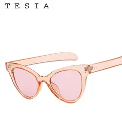 Тесла прозрачный Винтаж кошачий глаз Солнцезащитные очки для женщин Для женщин Брендовая Дизайнерская обувь красить конфеты Защита от
