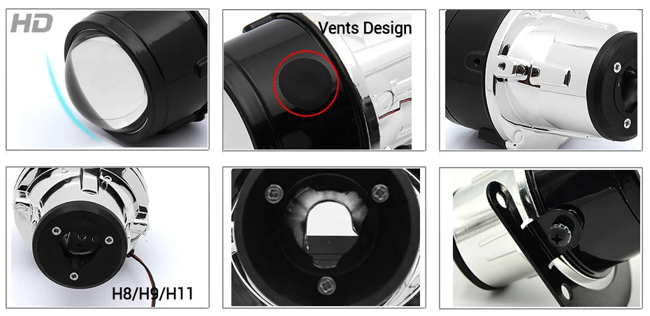 ROYALIN универсальные Противотуманные фары объектив би ксенон проектор H11 2,5 дюймов металлический бифокальный водительский водонепроницаемый передний бампер Модифицированная лампа