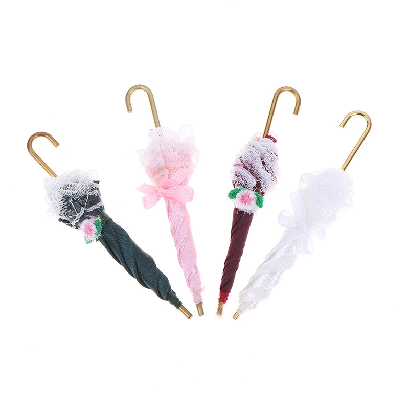 Fashion Green Parasol Umbrella for Dolls House Miniature Decoration 12th