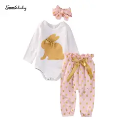 Осень милый прекрасный Одежда для маленьких девочек; Одежда для новорожденных с длинными рукавами хлопковые боди комбинезон топ+ штаны