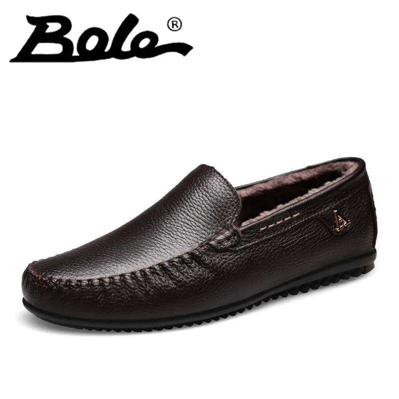 

Men Casual Leather Shoes fashion Genuine Peas Shoes Slip on Hard Wearing Shoes Round Toe Spring Autumn Shoes Black Brown Shoes