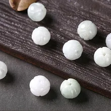 Нефритовый шарик порошок 8-10 мм натуральные Бирма нефритовые подвески нефрит товары резьба бусины «Лотос» рукоделие, бусины для творчества
