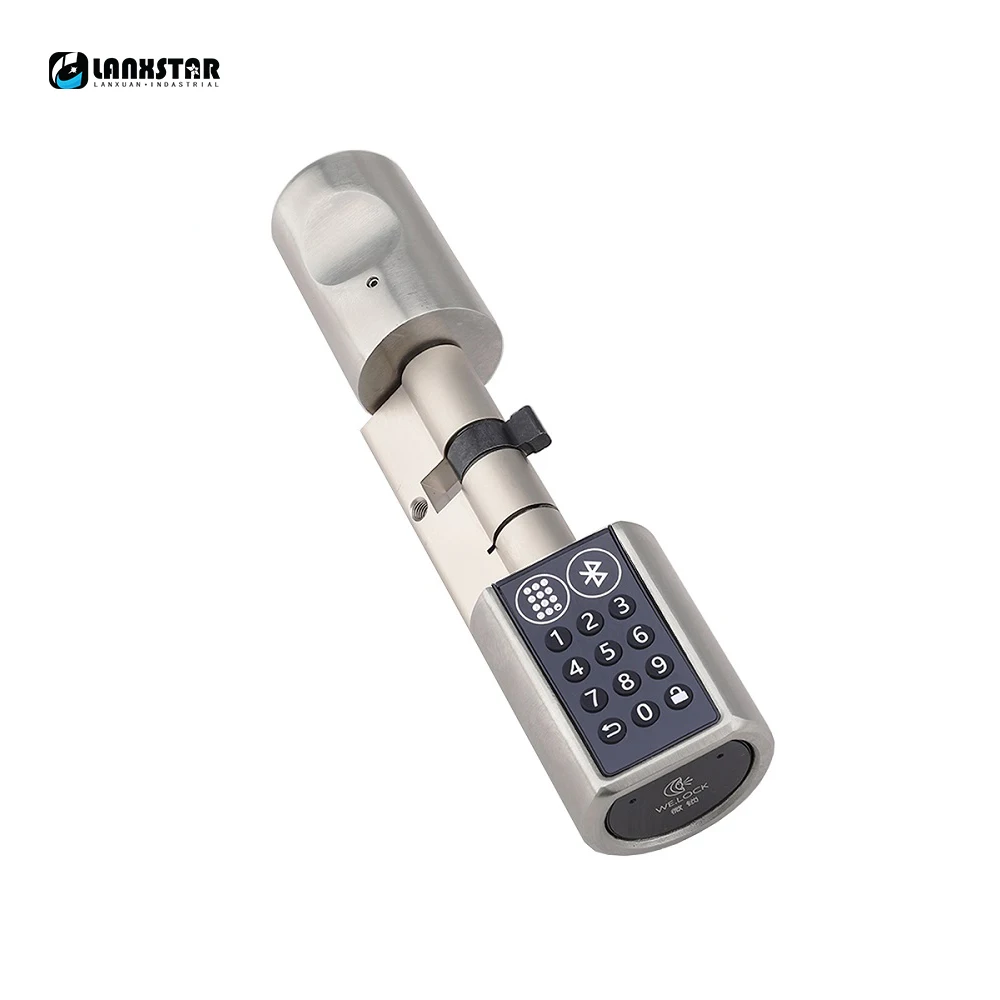 LANXSTAR Регулируемый умный электронный замок разблокировка паролем Bluetooth аппаратный замок без ключа евро замок цилиндр - Цвет: Silver Color Lock