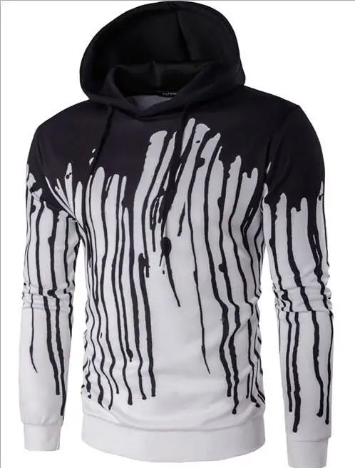 2017 New Winter Men's Fashion 3D Ink Splash Paint Printing Zipper Hooded Cardigan Hooded Sweatshirt