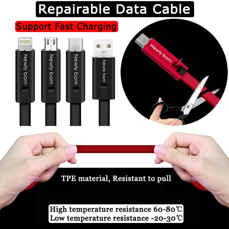YILIZOMANA Charger Phone Cable Repairable USB Data Sync Charging Cord 1