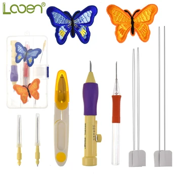 

1 Set Looen Embroidery Stitching Punch Pen Set with Embroidered Butterfly Patterns Punch Needle for Threaders DIY Tool With Case