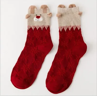 Зимние теплые женские носки для рождественских подарков, мягкие хлопковые Стерео милые носки с Санта Клаусом и оленем для женщин и мужчин