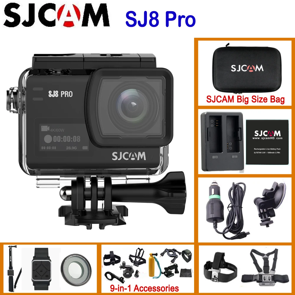 SJCAM SJ8 Pro SJ8 серия 4K 60FPS WiFi Пульт дистанционного управления шлем Экшн-камера Ambarella Чипсет 4 K/60FPS Ultra HD Экстремальные виды спорта DV камера